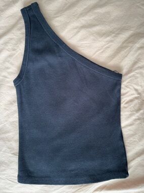 Pilcro Anthropologie Ribbed One Shoulder Top XS Black Asymmetrical Fitted Tank